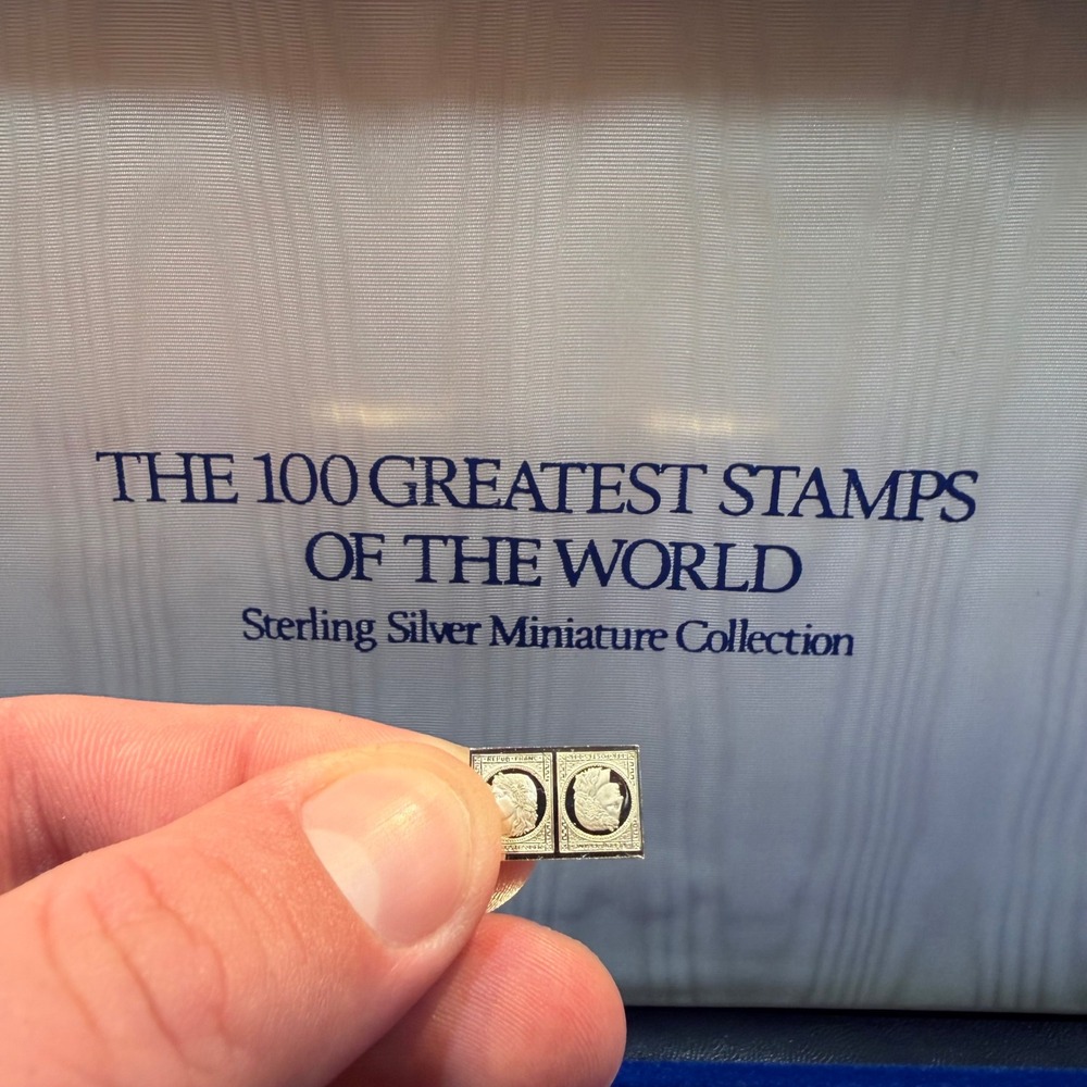 Franklin Mint 100 Greatest Stamps #1 France 1849 Sterling Silver Miniature 1981 - Picture 3 of 3